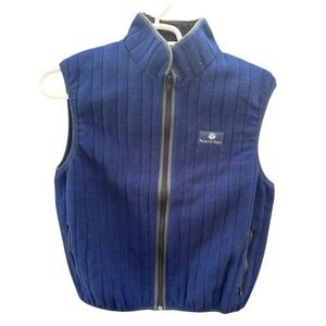 North Sails Mens Blue Polartec Fleece Ribbed Full Zip Vest Jacket Size M